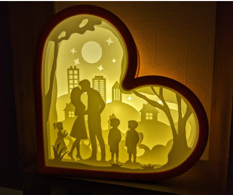 Lampada a cuore famiglia 12x12 x5